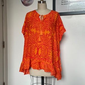 UV Protection Coral Print Cover Up